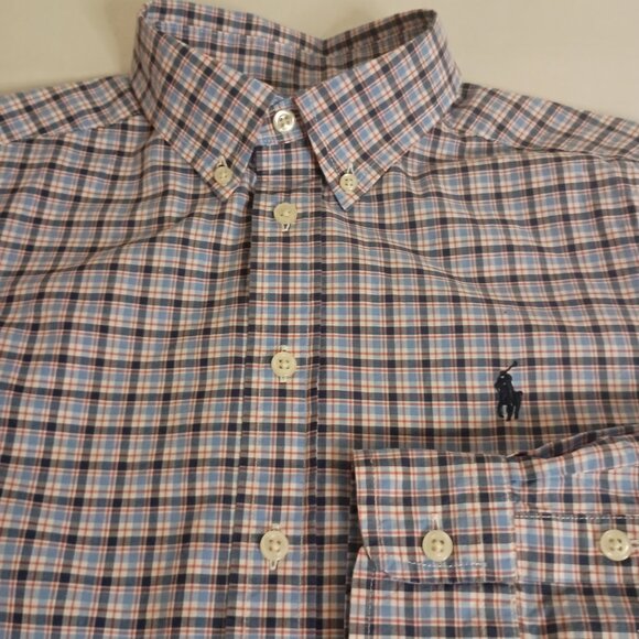 Ralph Lauren Plaid Button-Down Shirt Red White Blue Black Boys Size M 10–12 EUC - Picture 5 of 16